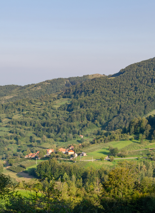 Hidden Hamlet in the Green Hills – Paint by Numbers