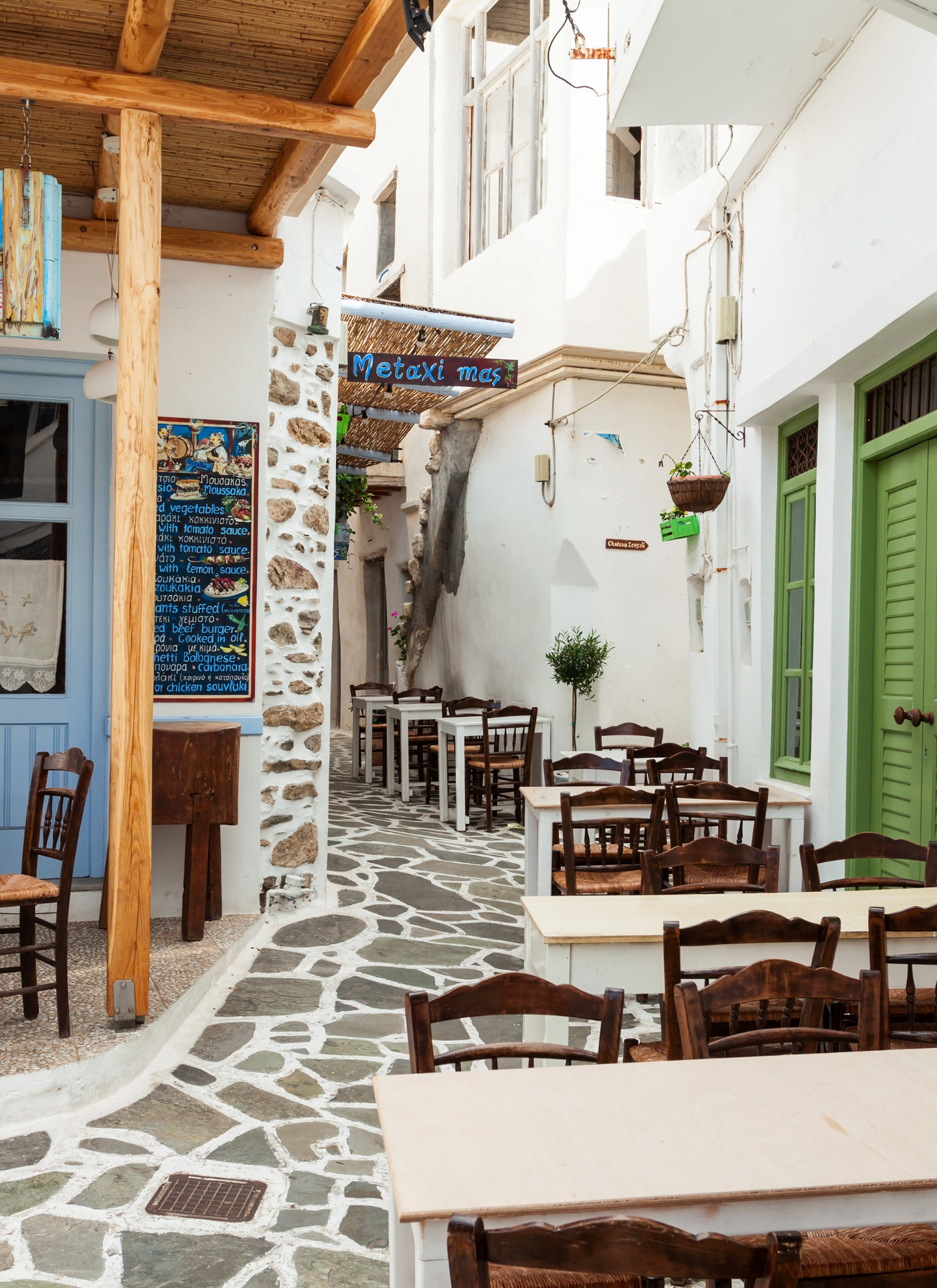 Charming Greek Alley Café - Paint by Numbers Kit