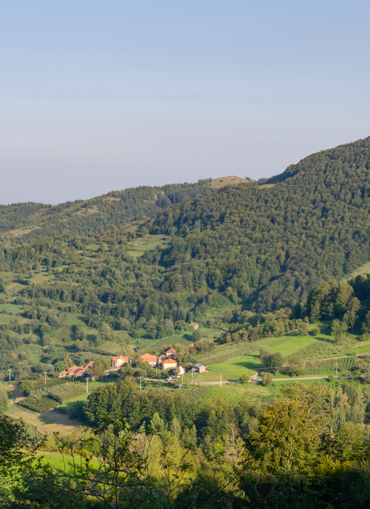 Hidden Hamlet in the Green Hills – Paint by Numbers