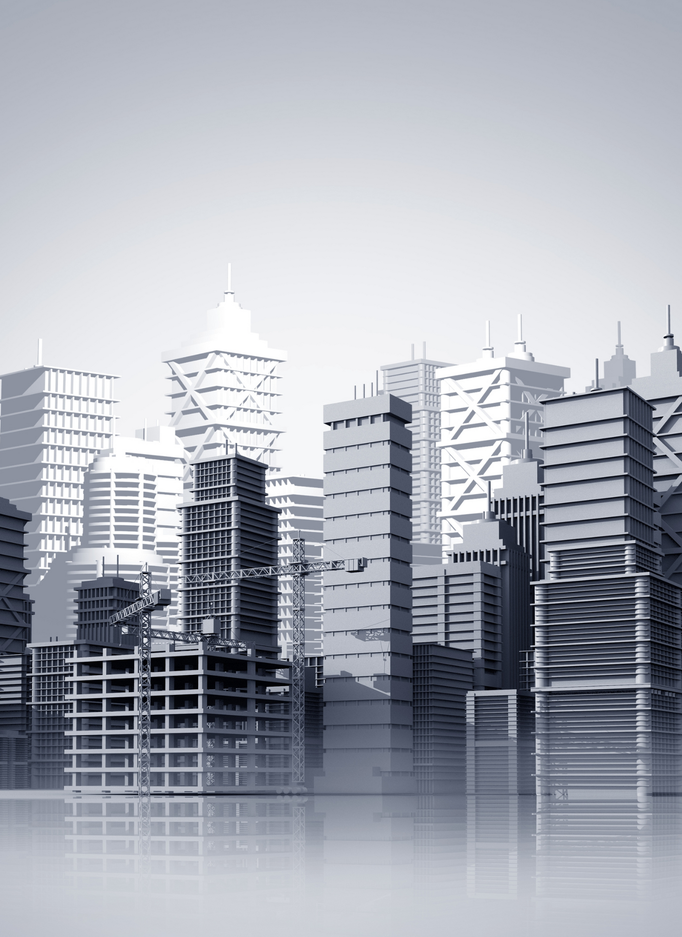 Modern City Skyline Under Construction - Paint By Numbers Kit