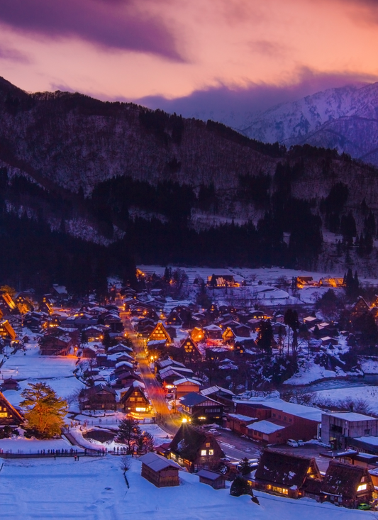Twilight in Shirakawa Village - Paint by Numbers