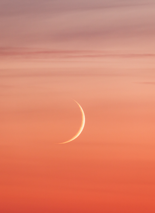 Blushing Moonrise – Crescent Moon in Peach Skies Paint by Numbers Kit