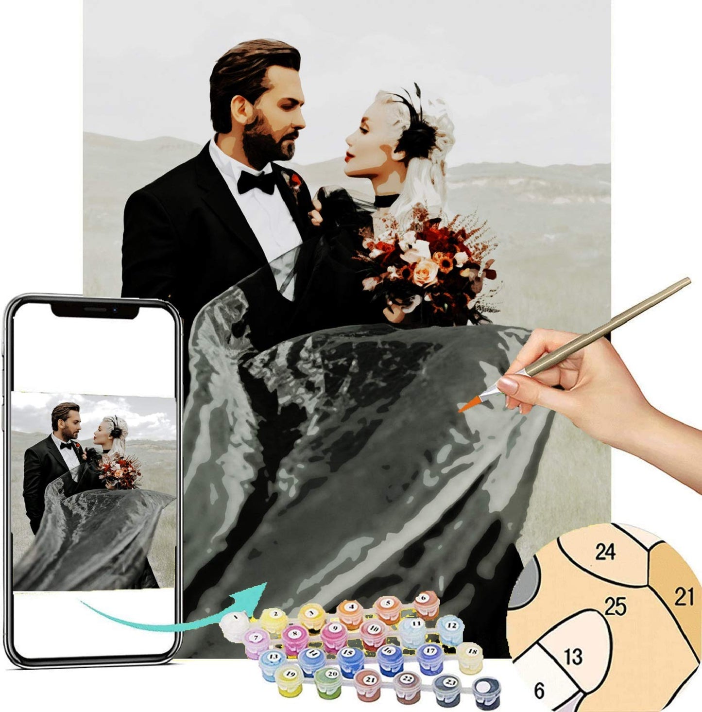 Love & Color - Newlyweds' Custom Painting By Numbers Kit